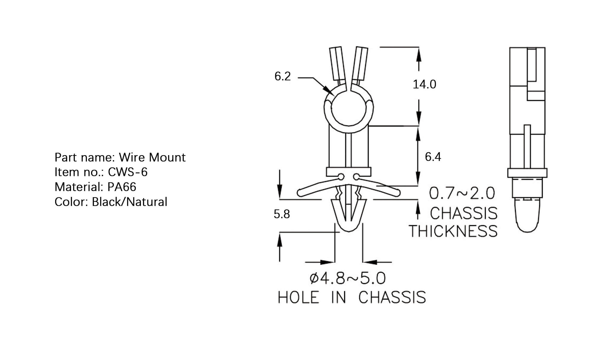 Plastic Wire Mount CWS-6